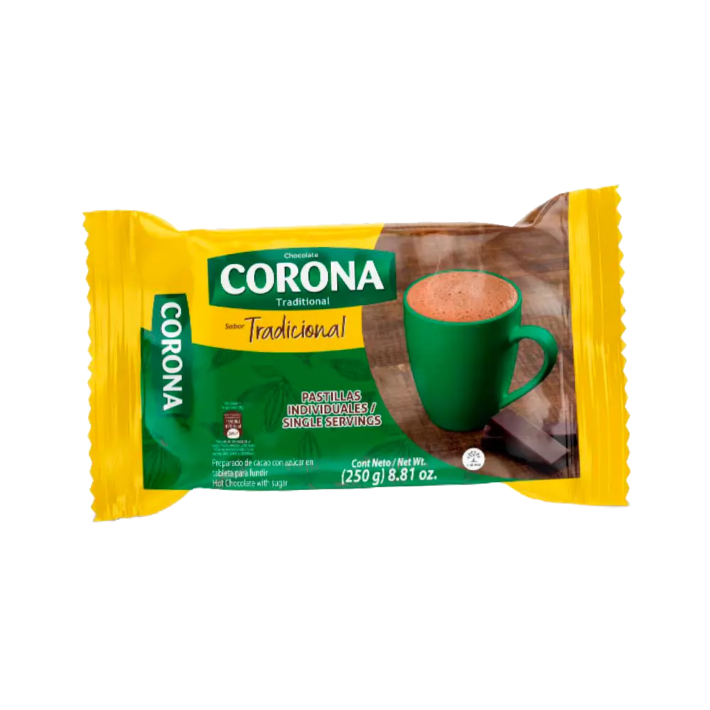 CHOCOLATE TAZA CORONA TABLETA 250gr Lote 1/1: 241105, fecha cad: 05/11/26