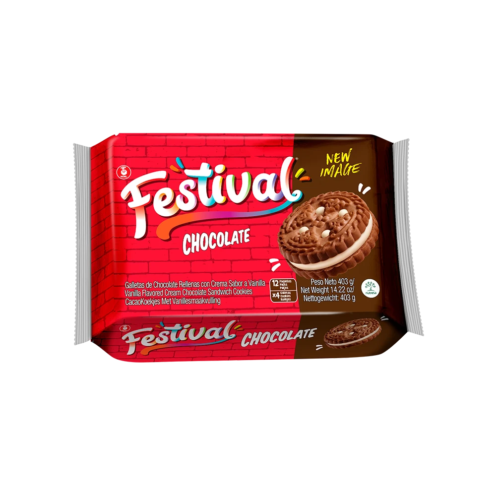 GALLETA FESTIVAL CHOCOLATE BOLSA 403 GR 12 PAQ,(Lote 1/1: 202443, fecha cad: 14/04/26)