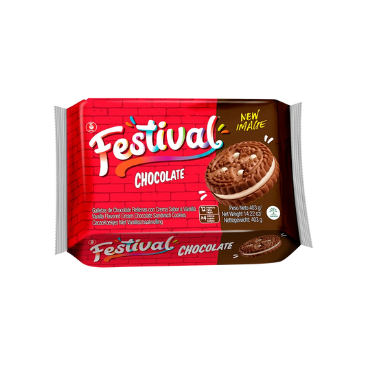 GALLETA FESTIVAL CHOCOLATE BOLSA 403 GR 12 PAQ,(Lote 1/1: 202443, fecha cad: 14/04/26)