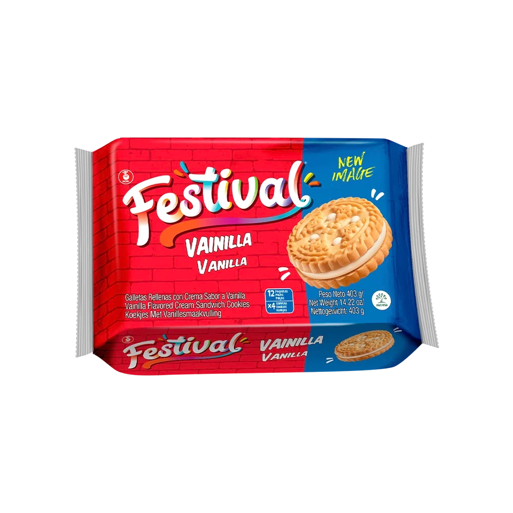 GALLETA FESTIVAL VAINILLA BOLSA 403 GR 12 PAQ Lote 1/1: 202443, fecha cad: 14/04/26